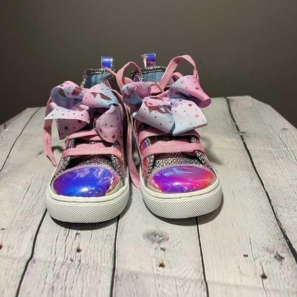 JoJo Siwa Girls’ Glitter High Top Sneaker - Picture 1 of 5